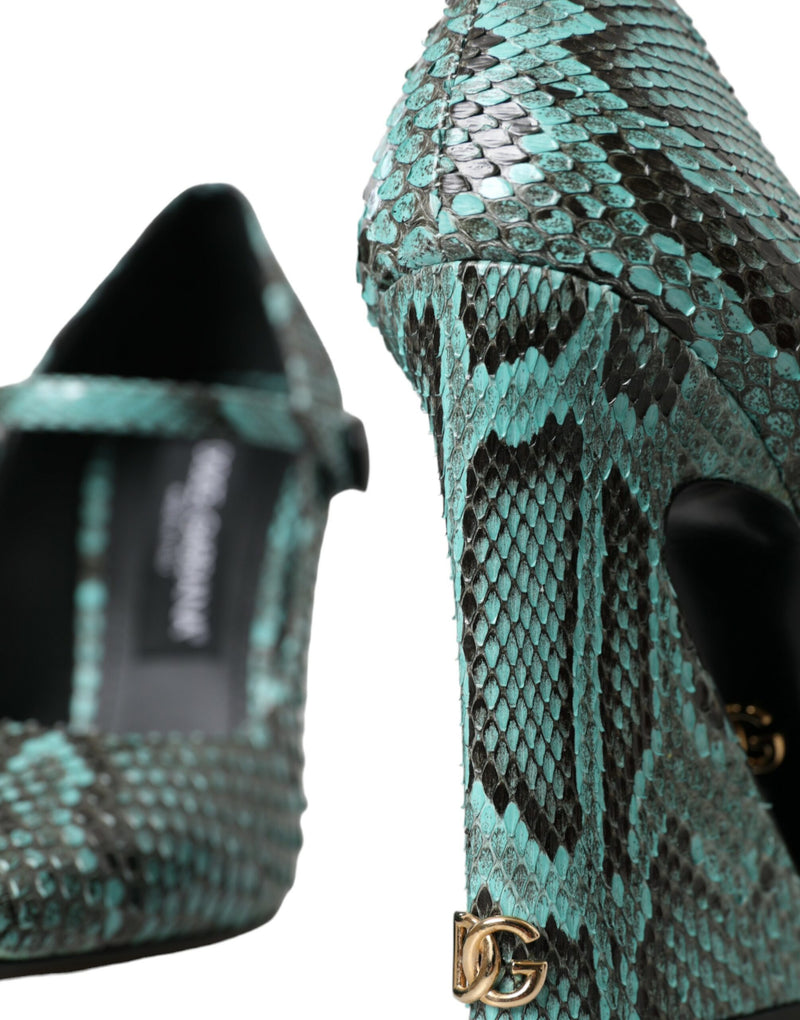 Aqua Python Leather Mary Jane Pumps Shoes Dolce & Gabbana