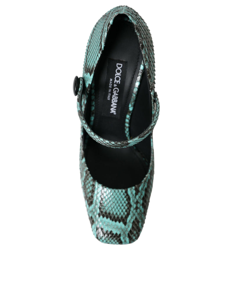 Aqua Python Leather Mary Jane Pumps Shoes Dolce & Gabbana