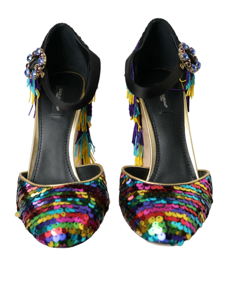 Multicolor Sequin Crystal Mary Jane Shoes Dolce & Gabbana