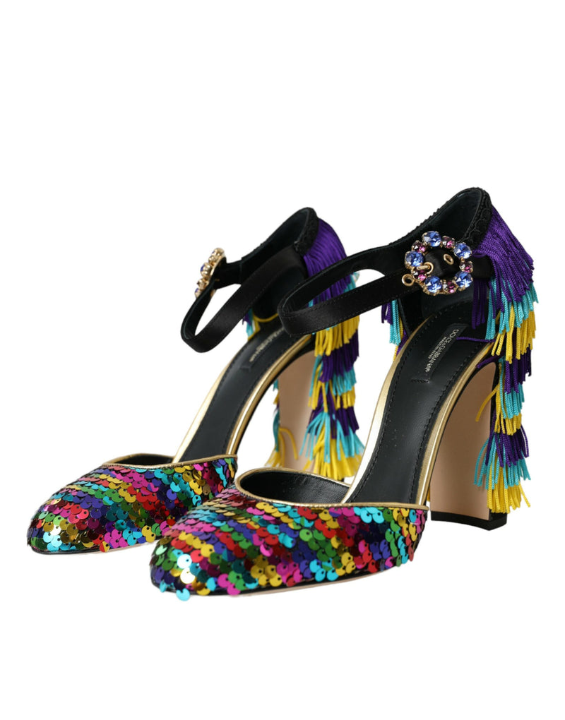 Multicolor Sequin Crystal Mary Jane Shoes Dolce & Gabbana