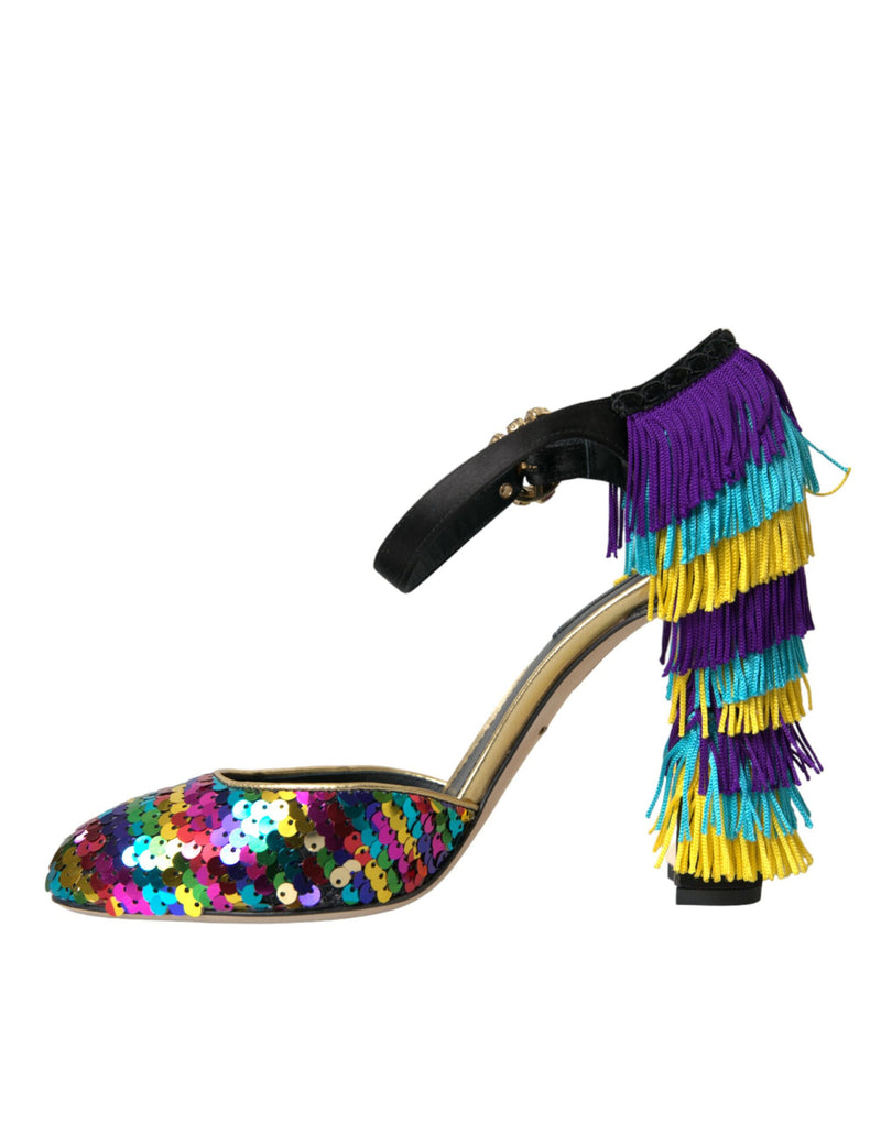 Multicolor Sequin Crystal Mary Jane Shoes Dolce & Gabbana