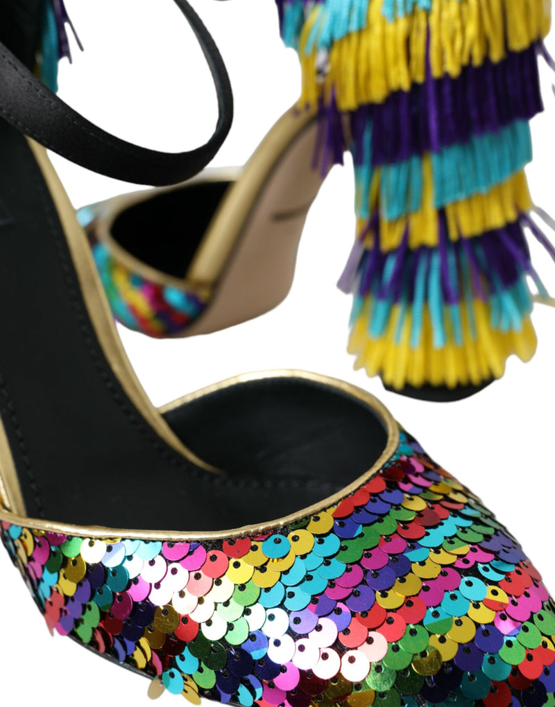 Multicolor Sequin Crystal Mary Jane Shoes Dolce & Gabbana