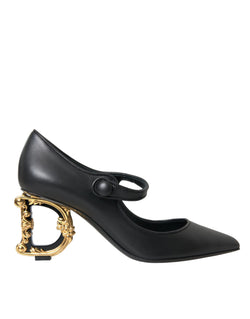 Black Leather Logo Heels Mary Janes Pumps Shoes Dolce & Gabbana