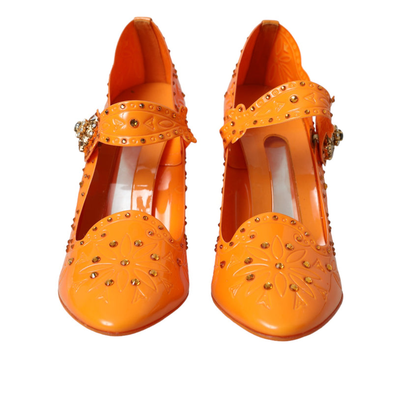 Orange CINDERELLA Floral Crystal Pumps Shoes Dolce & Gabbana