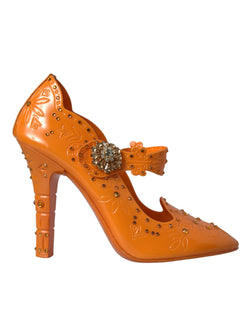 Orange CINDERELLA Floral Crystal Pumps Shoes Dolce & Gabbana