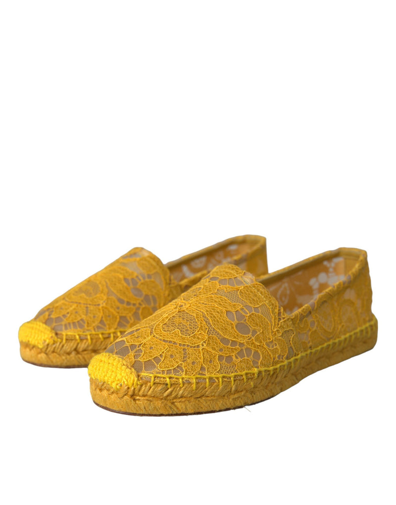 Yellow Taormina Lace Espadrille Loafers Flats Shoes Dolce & Gabbana