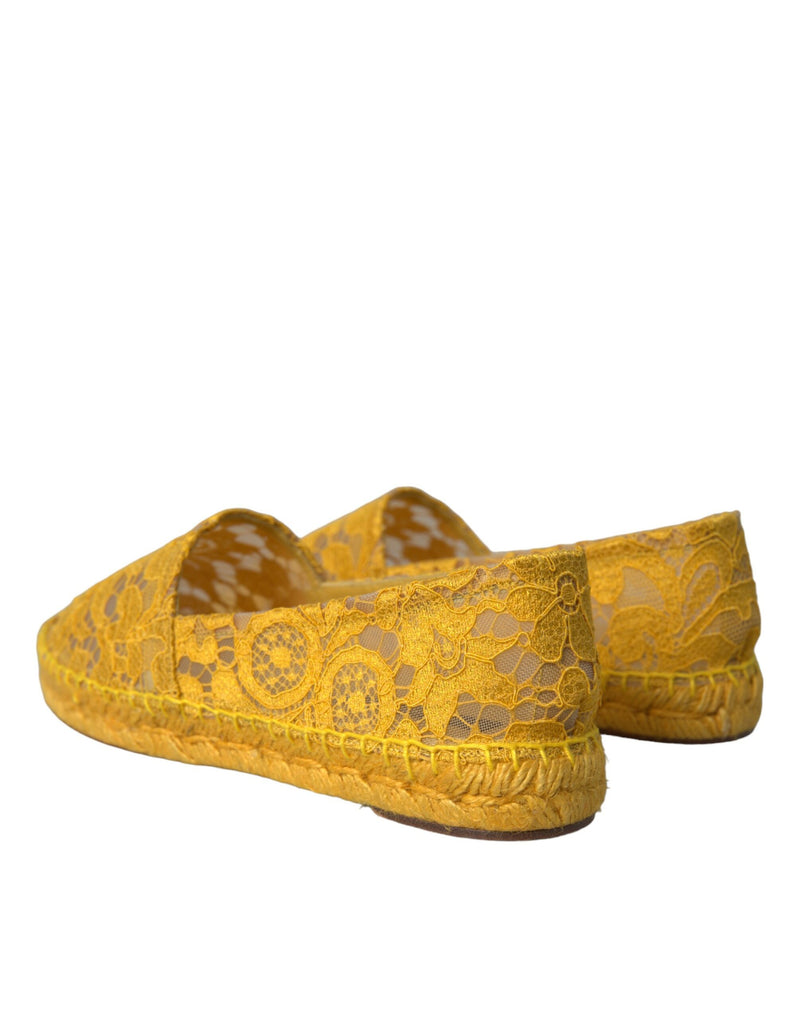 Yellow Taormina Lace Espadrille Loafers Flats Shoes Dolce & Gabbana