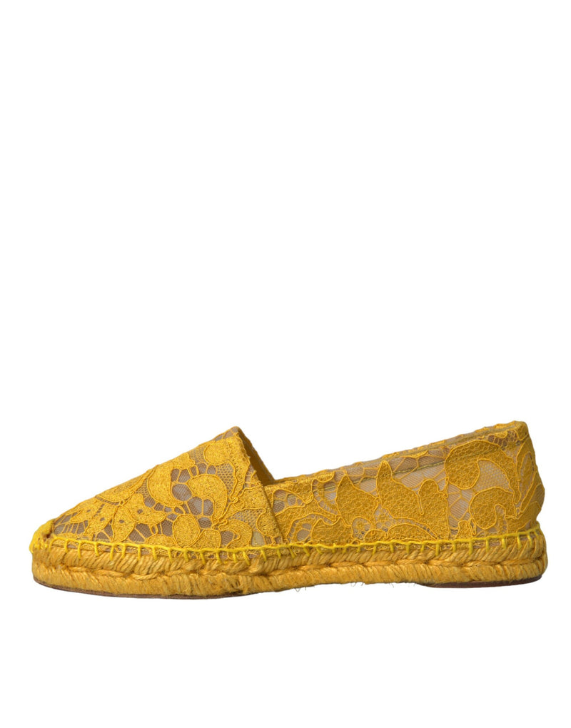 Yellow Taormina Lace Espadrille Loafers Flats Shoes Dolce & Gabbana