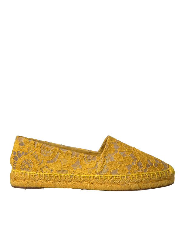 Yellow Taormina Lace Espadrille Loafers Flats Shoes Dolce & Gabbana