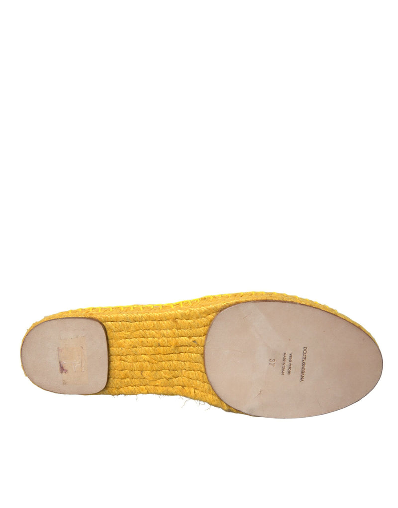 Yellow Taormina Lace Espadrille Loafers Flats Shoes Dolce & Gabbana