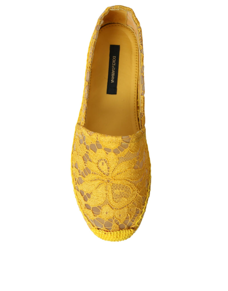 Yellow Taormina Lace Espadrille Loafers Flats Shoes Dolce & Gabbana