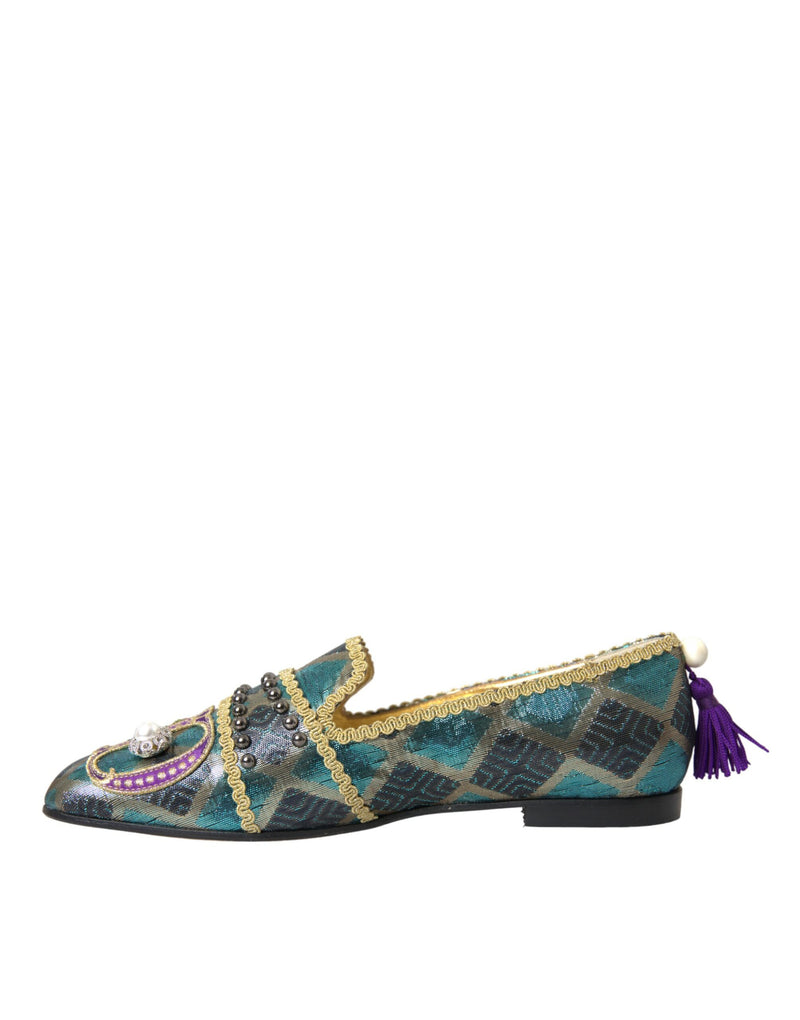 Multicolor Jacquard Embellished Loafers Shoes Dolce & Gabbana