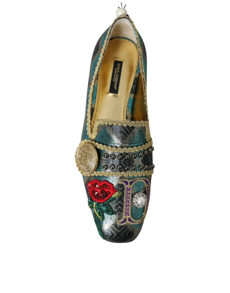 Multicolor Jacquard Embellished Loafers Shoes Dolce & Gabbana