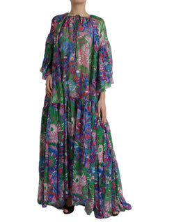 Multicolor Floral Silk Kaftan Maxi Dress Dolce & Gabbana