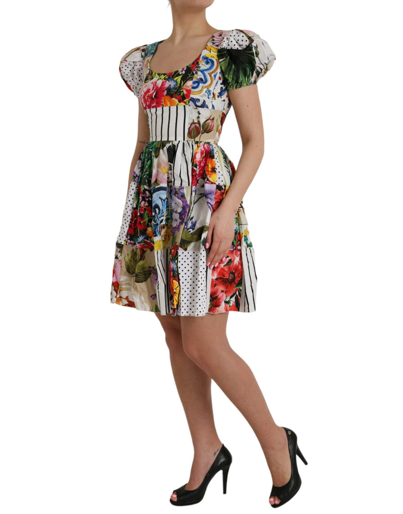 Multicolor Patchwork Cotton Aline Mini Dress Dolce & Gabbana
