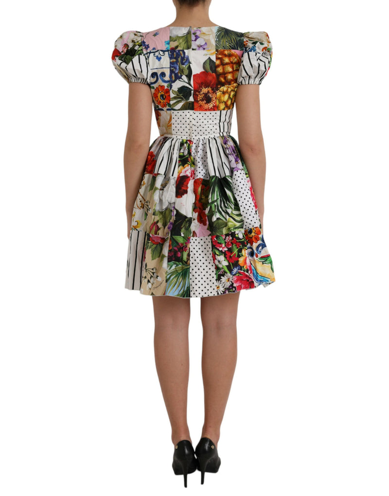 Multicolor Patchwork Cotton Aline Mini Dress Dolce & Gabbana