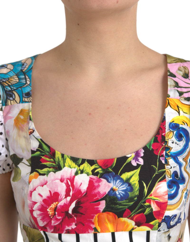 Multicolor Patchwork Cotton Aline Mini Dress Dolce & Gabbana