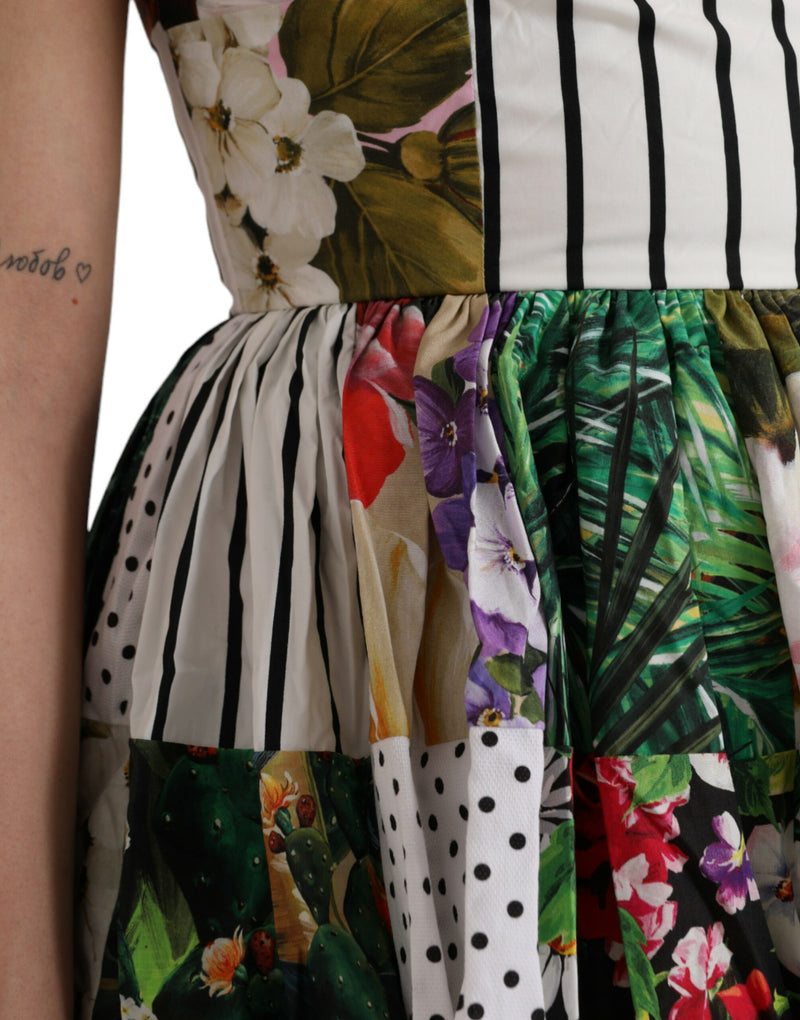 Multicolor Patchwork Cotton Aline Mini Dress Dolce & Gabbana