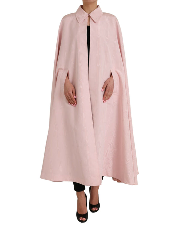 Light Pink Silk Long Maxi Cape Coat Jacket Dolce & Gabbana