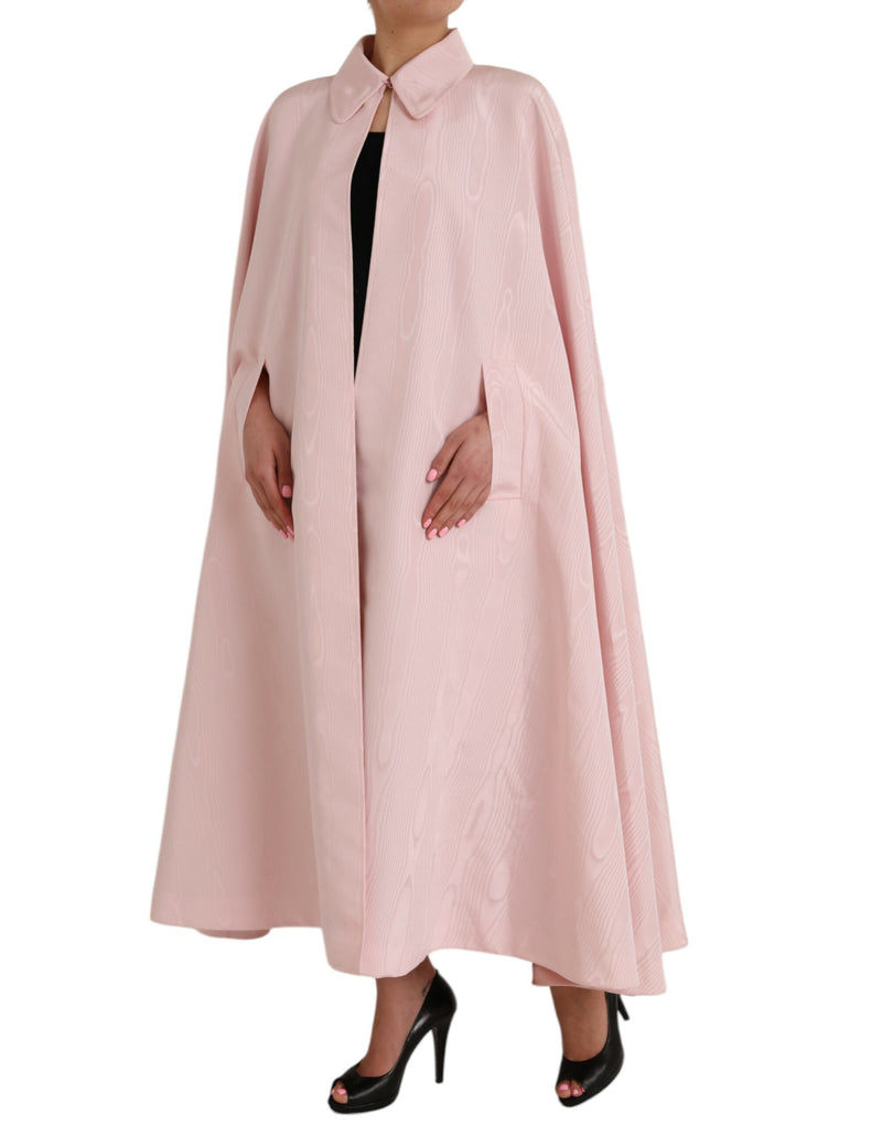 Light Pink Silk Long Maxi Cape Coat Jacket Dolce & Gabbana