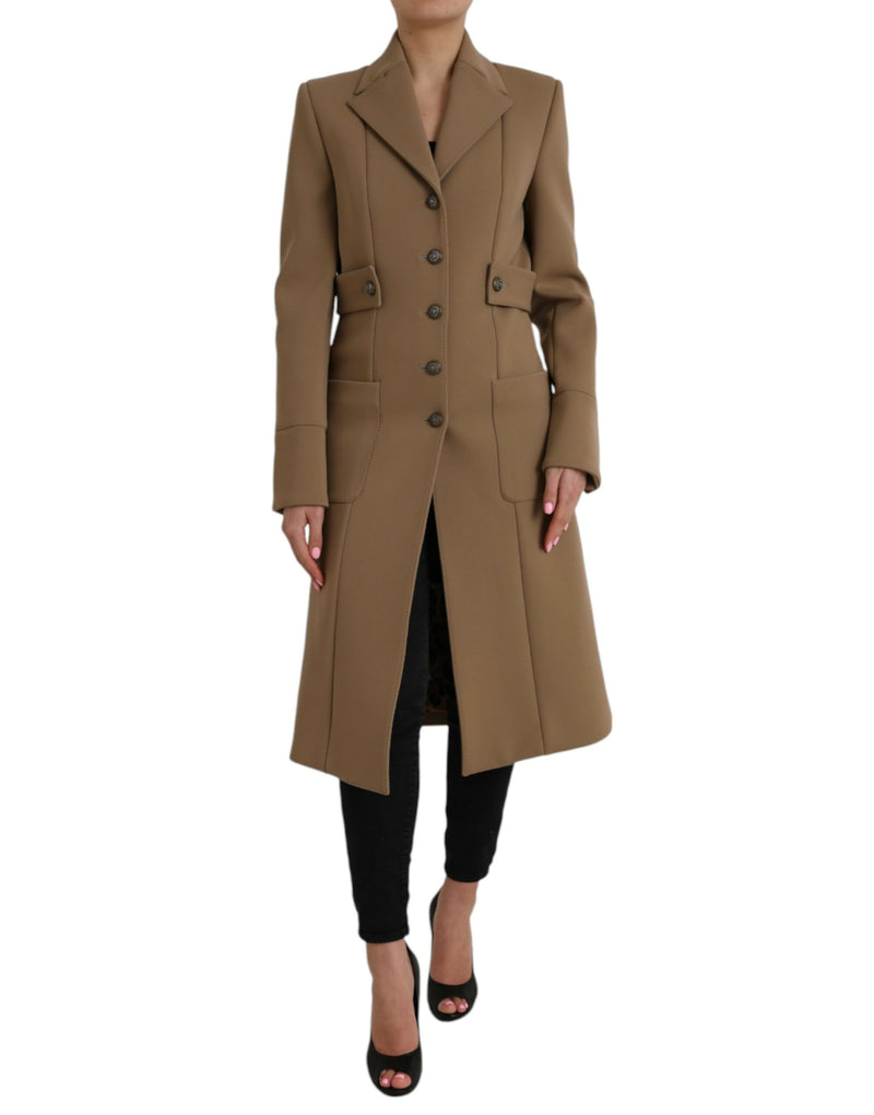 Brown Button Down Long Trench Coat Jacket Dolce & Gabbana