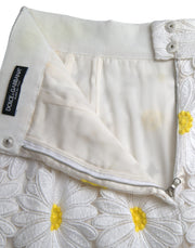 White Floral Pencil Straight Lace Skirt Dolce & Gabbana