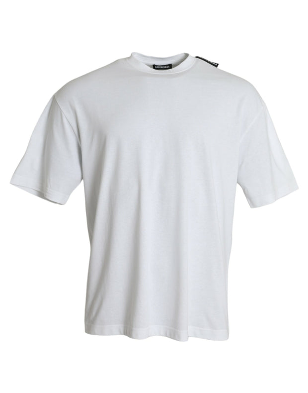 Off White Cotton Jersey Round Neck T-shirt Balenciaga