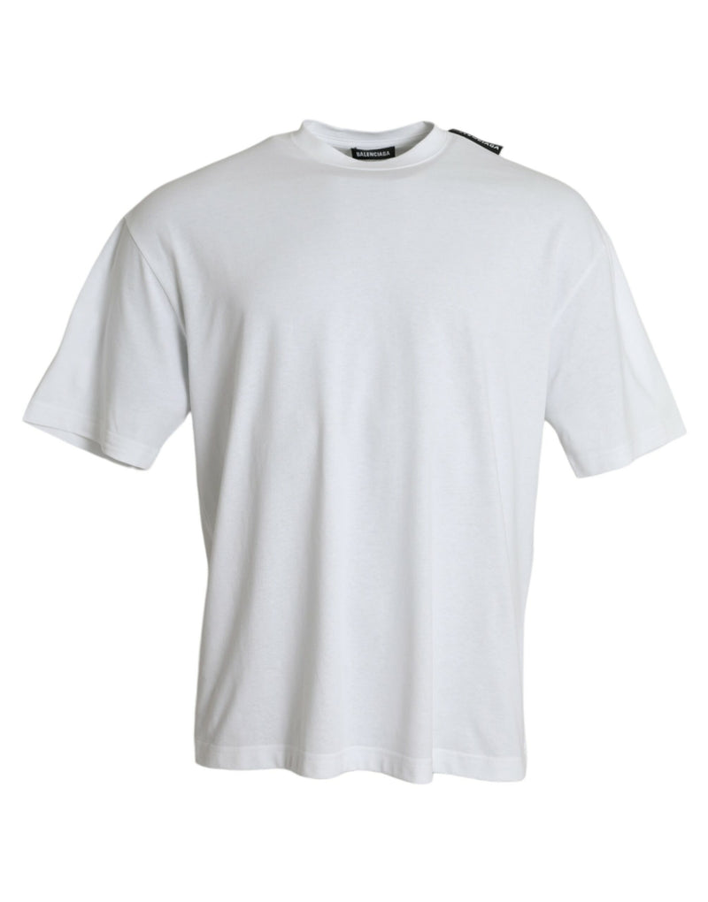 Off White Cotton Jersey Round Neck T-shirt Balenciaga