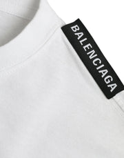 Off White Cotton Jersey Round Neck T-shirt Balenciaga