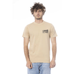 Beige Cotton Men T-Shirt Cavalli Class