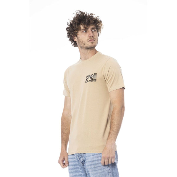 Beige Cotton Men T-Shirt Cavalli Class