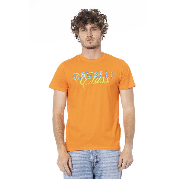 Orange Cotton Men T-Shirt Cavalli Class