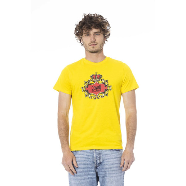 Yellow Cotton Men T-Shirt Cavalli Class