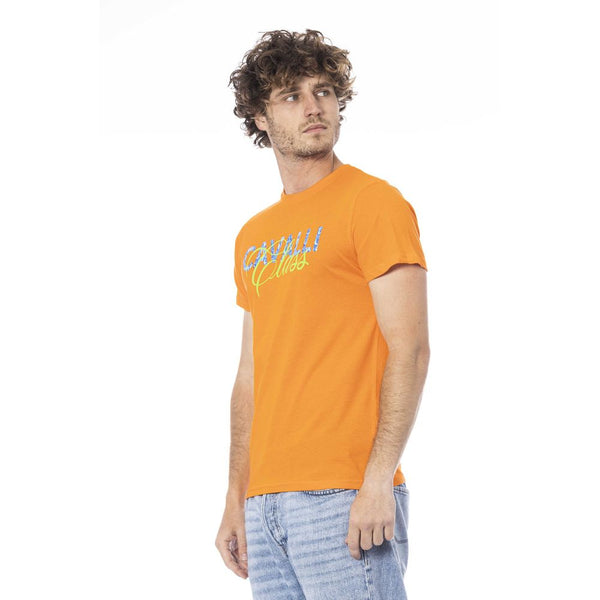 Orange Cotton Men T-Shirt Cavalli Class