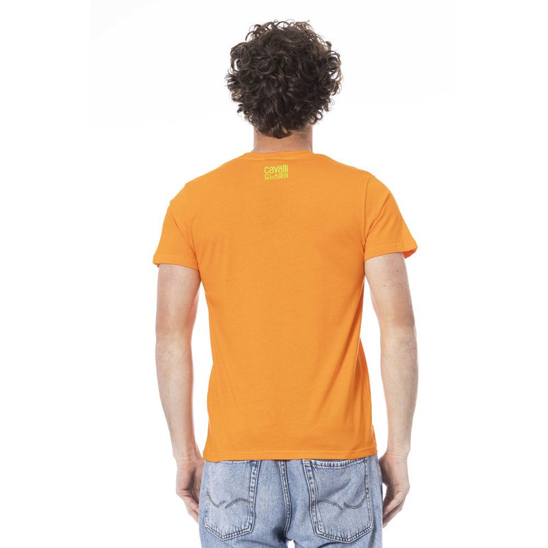 Orange Cotton Men T-Shirt Cavalli Class