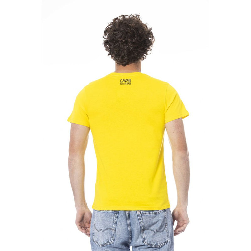 Yellow Cotton Men T-Shirt Cavalli Class