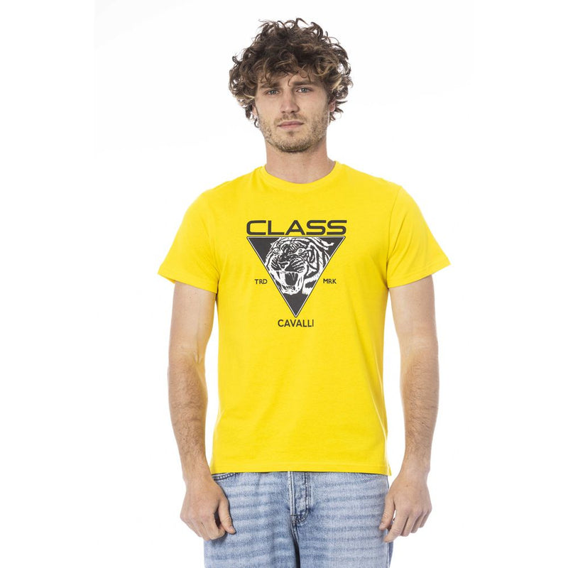 Yellow Cotton Men T-Shirt Cavalli Class