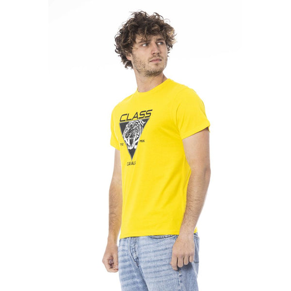 Yellow Cotton Men T-Shirt Cavalli Class