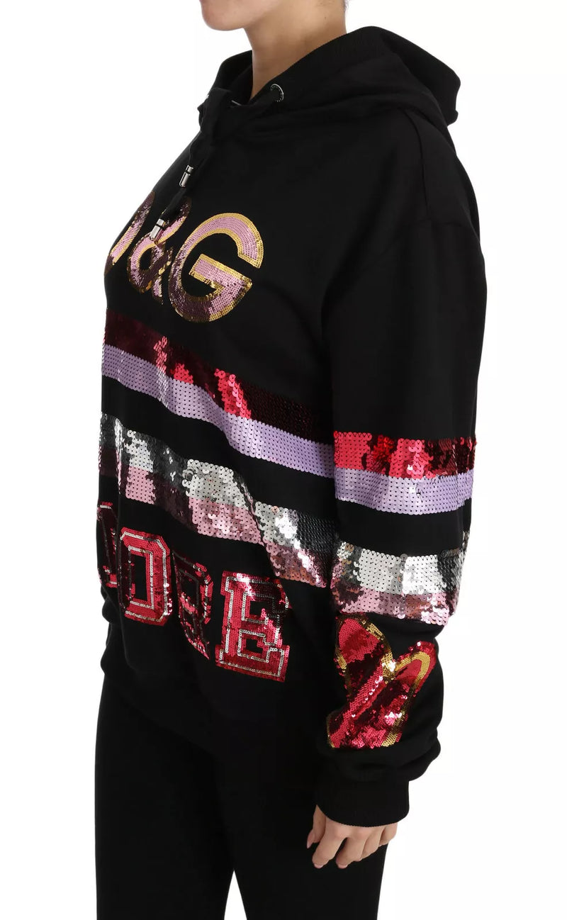 DG Sequined Hooded Pullover Sweater Dolce & Gabbana