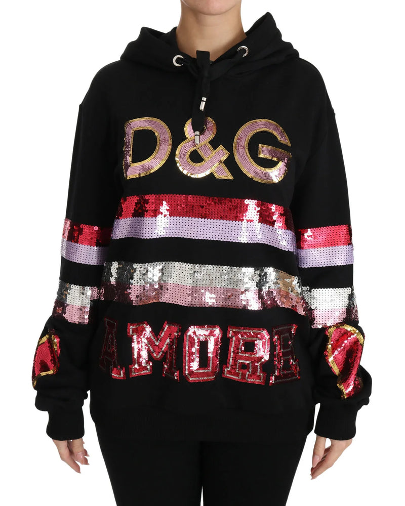 DG Sequined Hooded Pullover Sweater Dolce & Gabbana