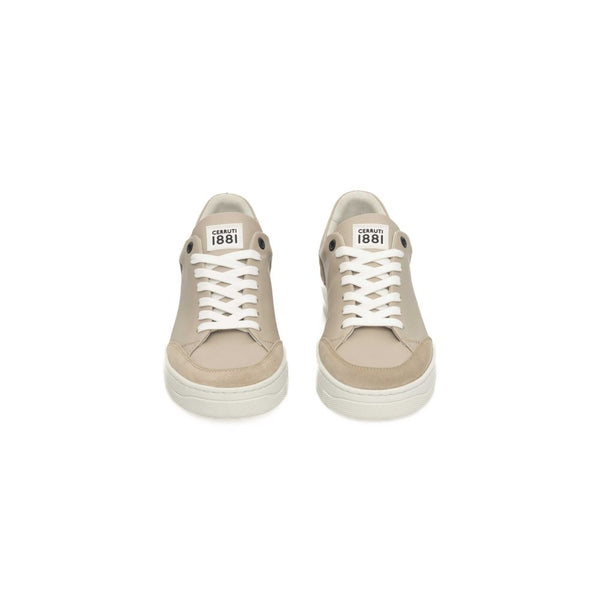 Beige Leather Women Sneaker Cerruti 1881