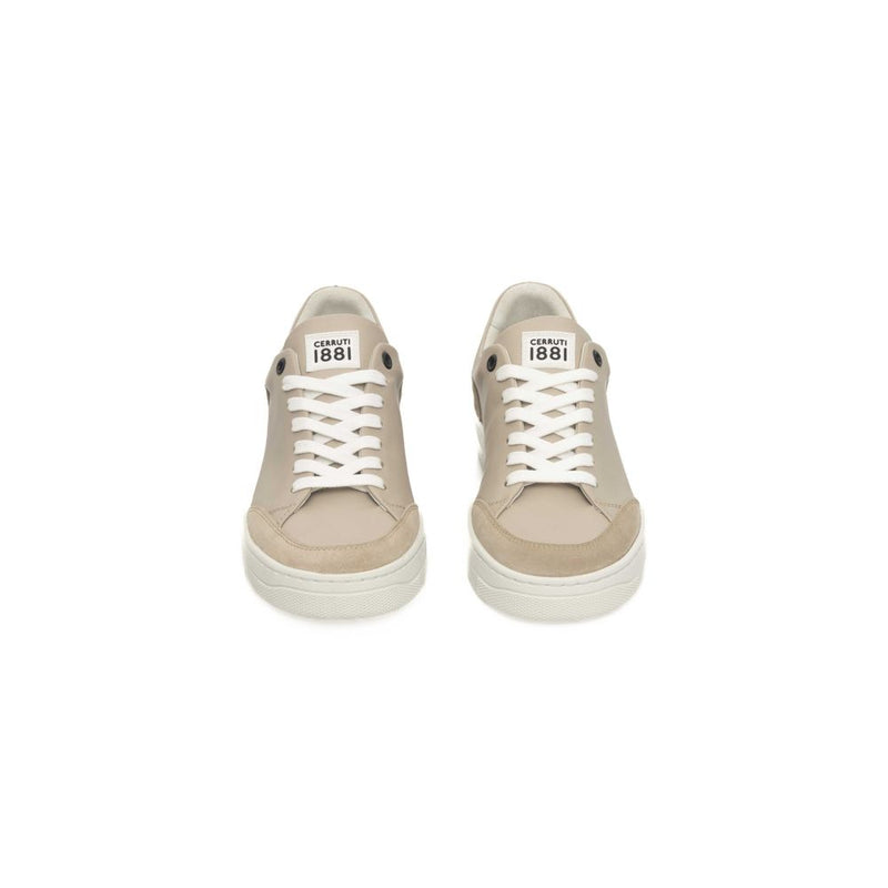 Beige Leather Women Sneaker Cerruti 1881