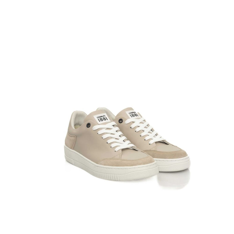 Beige Leather Women Sneaker Cerruti 1881