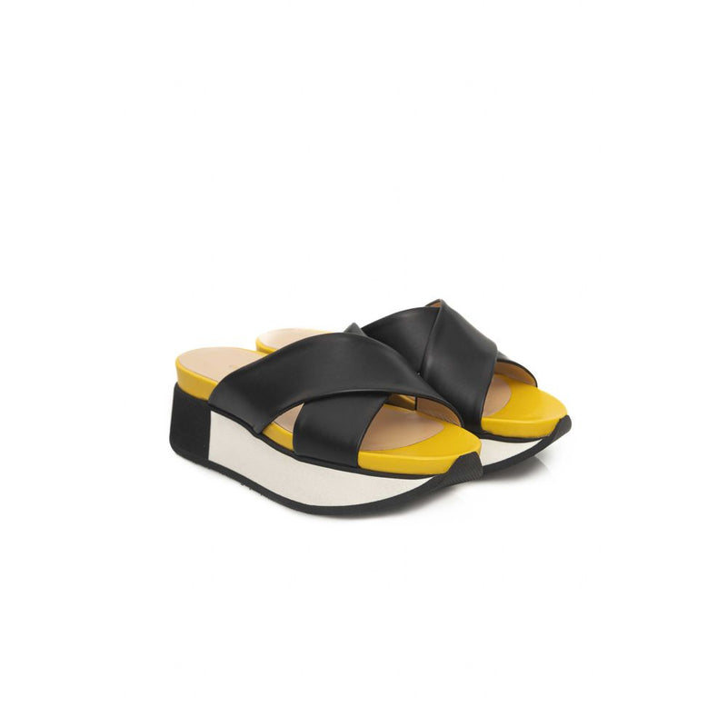 Black Leather Women Sandal Cerruti 1881