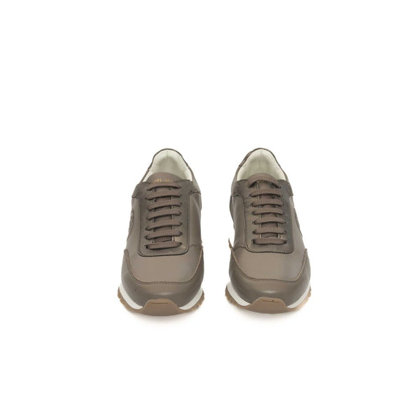 Beige Leather Women Sneaker Cerruti 1881