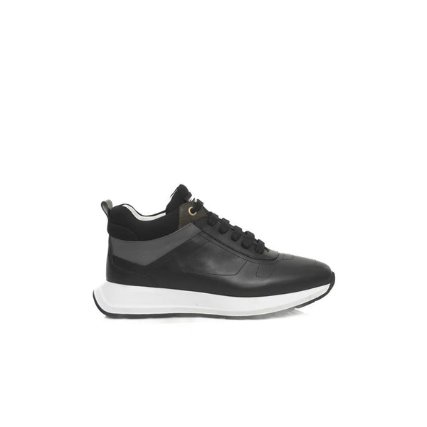 Black Leather Women Sneaker Cerruti 1881