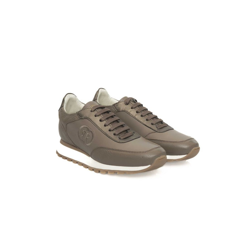 Beige Leather Women Sneaker Cerruti 1881