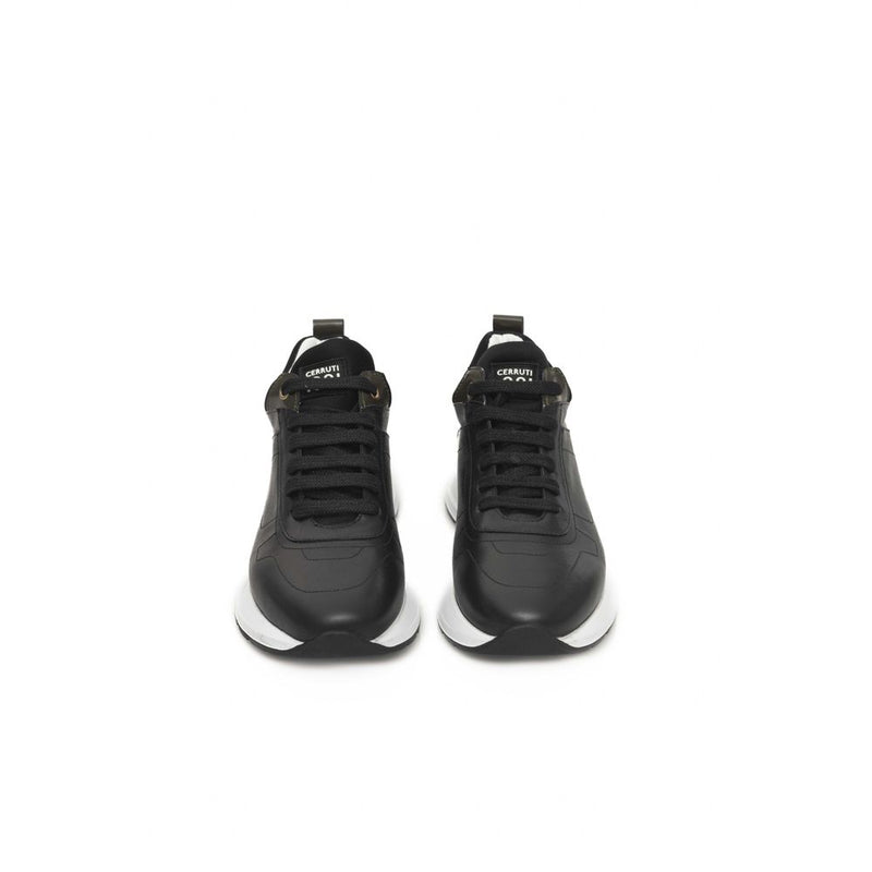 Black Leather Women Sneaker Cerruti 1881