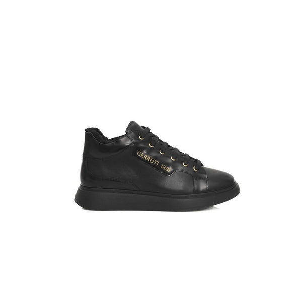 Black Leather Women Sneaker Cerruti 1881