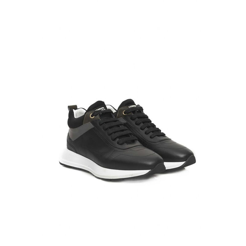 Black Leather Women Sneaker Cerruti 1881